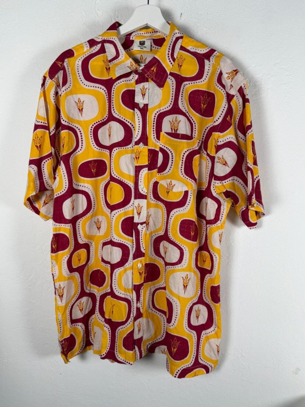 Wes & Willy Mens Arizona State Sun Devils Retro Cabana Boy Hawaiian Shirt XL New